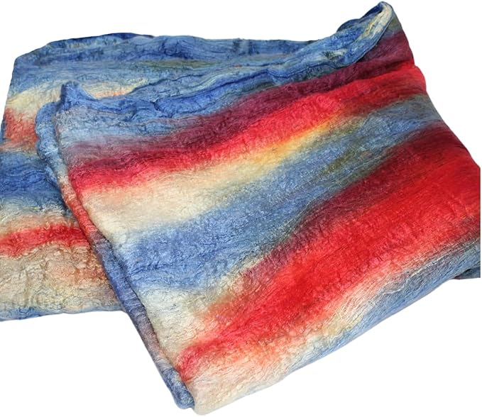 Knitsilk Silk fiber yarn, Blue and Red