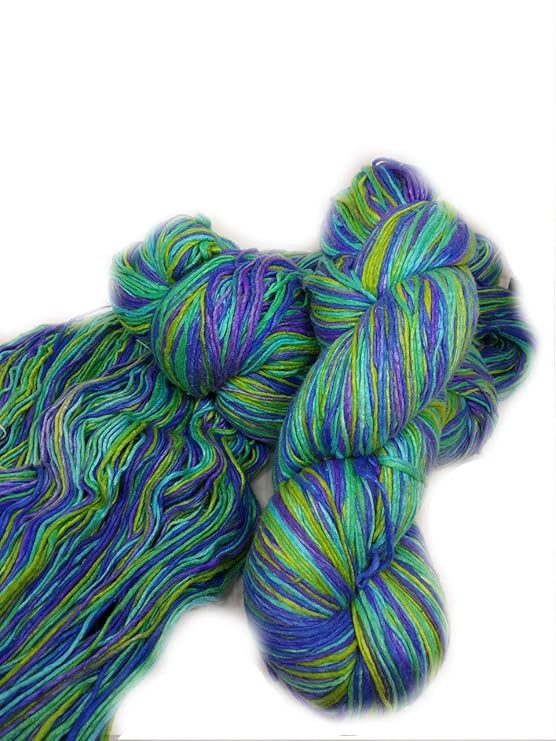 Knitsilk 100% Recycled and Hand-Dyed Silk Roving Worsted Yarn, Luxurious & Soft Silk Roving | Ideal for Knitting, Crocheting,Crafting | Smooth Texture & Fabulous Color Santorini