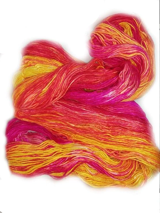 Knitsilk, 100% Recycled Silk Roving and Hand-Dyed Pure Mulberry Silk Yarn Perfect for Knitting, Crocheting, Weaving, and More 100 gm-225 Yards (Jaipur)