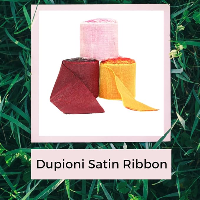 Knitsilk Dupioni Satin Ribbon Red and Yellow