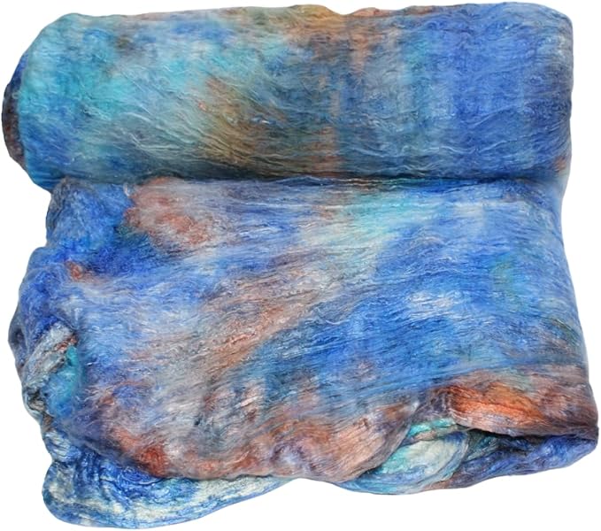 Knitsilk Silk fiber yarn, Blue and Brown