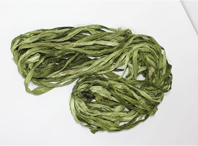 Knitsilk Recycled Sari Silk Ribbon Yarn-Olive Ombre