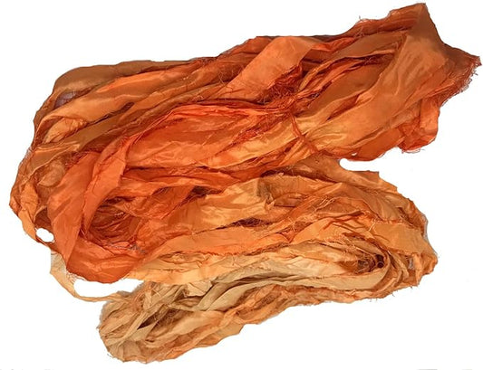 Knitsilk Recycled Sari Silk Ribbon Yarn-Orange Ombre