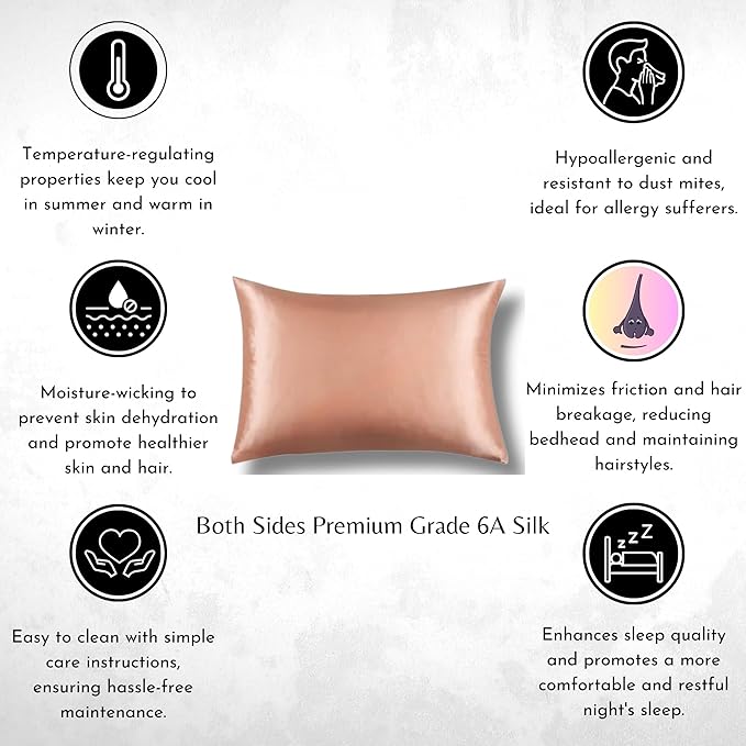 Knitsilk silk pillowcase, Rose gold