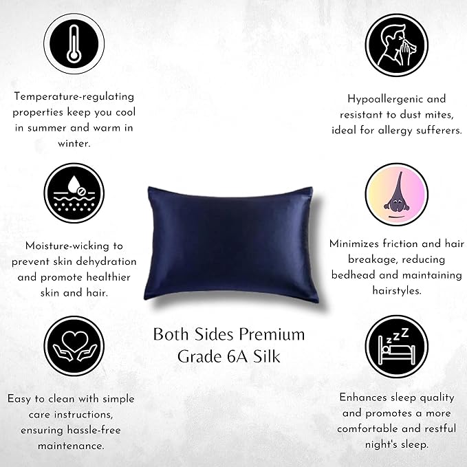 Knitsilk silk pillowcase, Navy blue