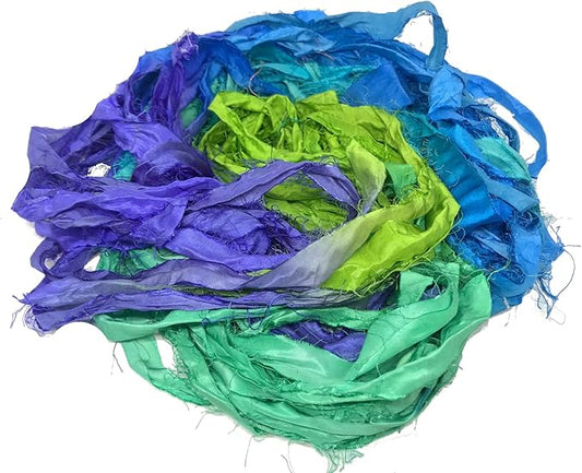 Knitsilk recycled sari silk ribbon yarn — Chrysanthemum
