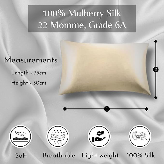 Knitsilk silk pillowcase, cream