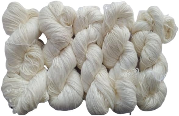 Knitsilk Premium Quality Vegan Banana Silk Yarn (White, 100 gm – 40 Yard)