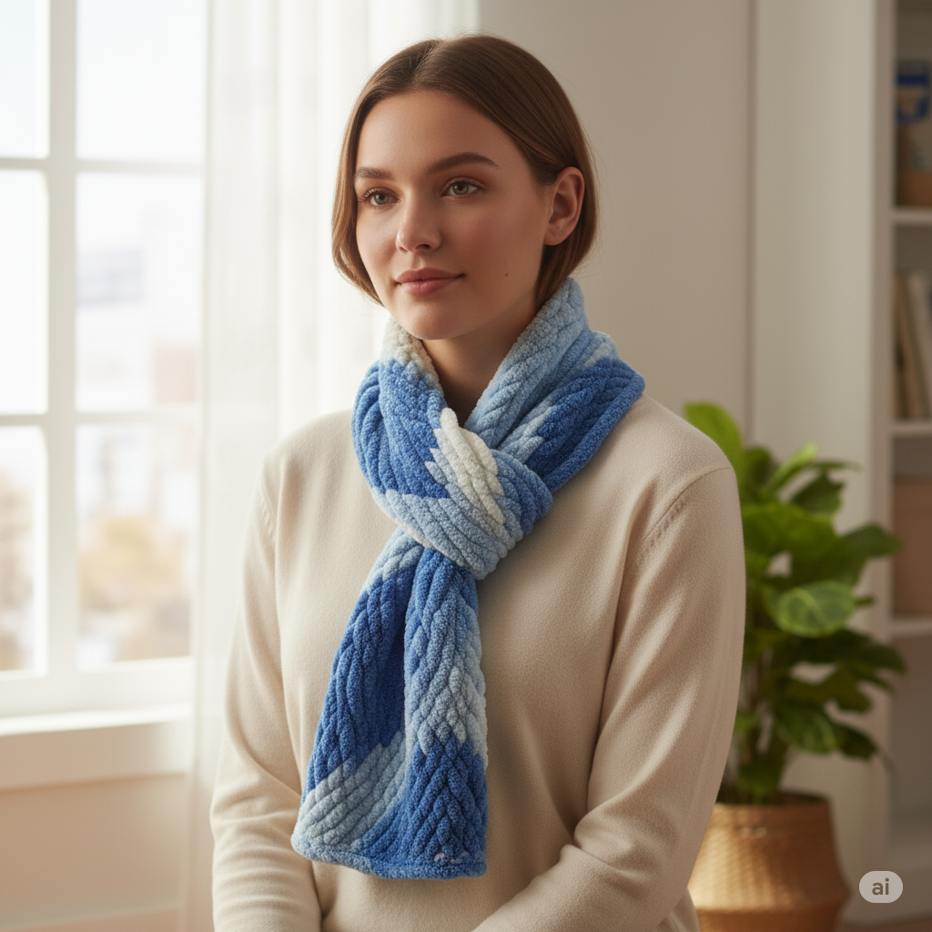 Knitsilk Baby Soft Blankie Wool Yarn | Natural, Ultra-Soft Wool for Premium Baby Blankets, Cozy Throws & Quick Projects | 100 grams | White Blue