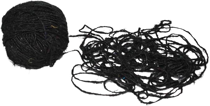 Knitsilk Recycled Sari Silk Yarn – Black Colour | 85 Yards | 100g | Eco-Friendly Handspun Fiber for Knitting, Crochet & Weaving