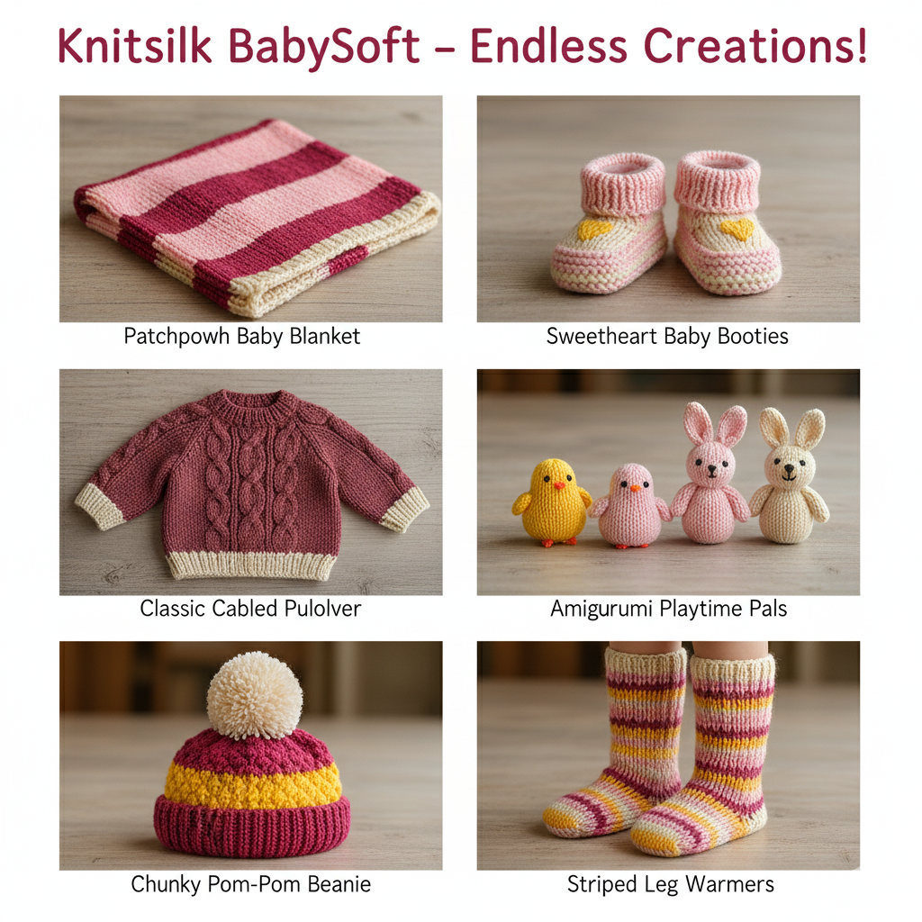 Knitsilk BabySoft – 4‑Ply Acriwool Yarn (Pack of 5 x 20g Balls, 250+ Yards Total) | Snowflake Pearl