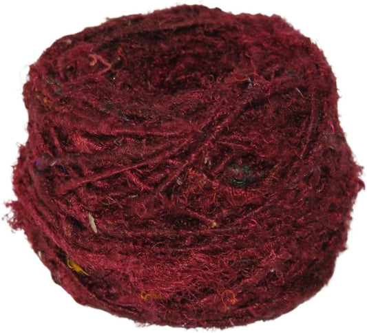 Knitsilk Recycled Sari Silk Yarn – Brown| 85 Yards | 100g | Eco-Friendly Handspun Fiber for Knitting, Crochet & Weaving