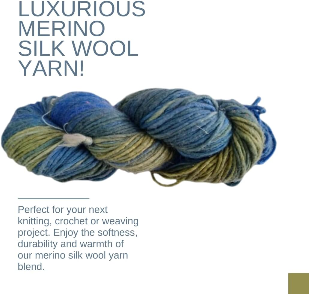 Silk Wool Blend Yarn Singles Merino Silk Yarn, Sport/dk Weight, Variegated Yarn, Tonal Yarn, Hand-Dyed, Fair Trade 100 Grams (Nile)