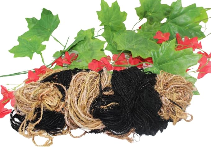 Knitsilk Handspun Recycled Sari Silk Yarn – Black & Grey Combo | 2 x 100g Skeins | Eco-Friendly Bulky Yarn for Knitting, Crocheting & Weaving
