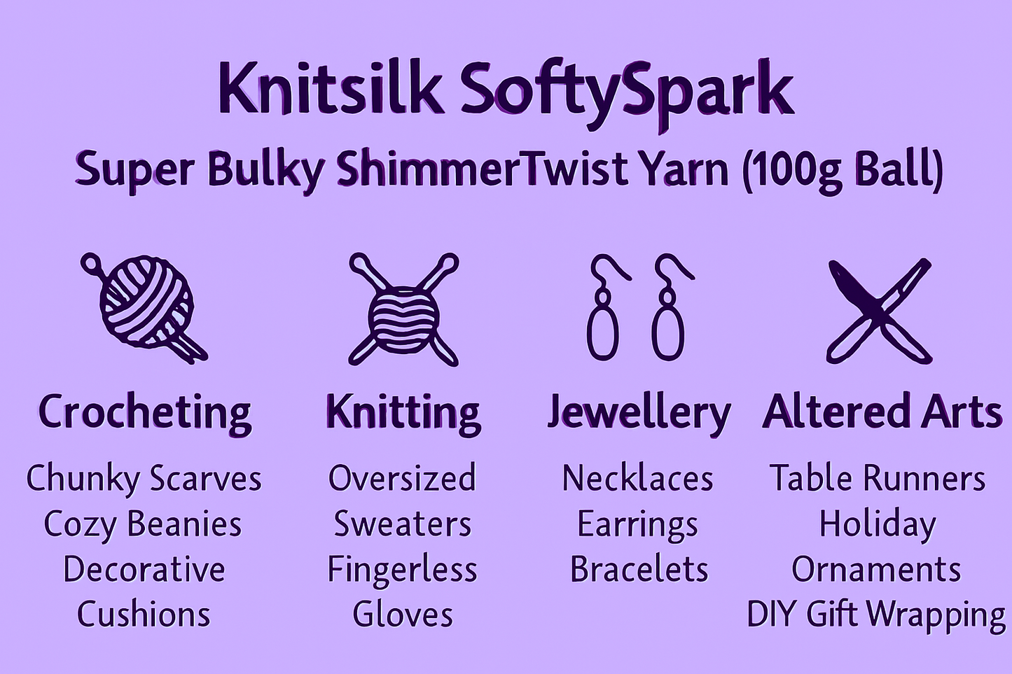 Knitsilk SoftySpark – Super Bulky ShimmerTwist Yarn (100g Ball) | Golden Glow
