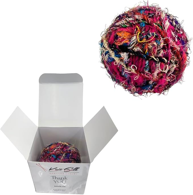 Knitsilk Recycled Sari Silk Yarn – Multicolor | 85 Yards | 100g | Eco-Friendly Handspun Fiber for Knitting, Crochet & Weaving