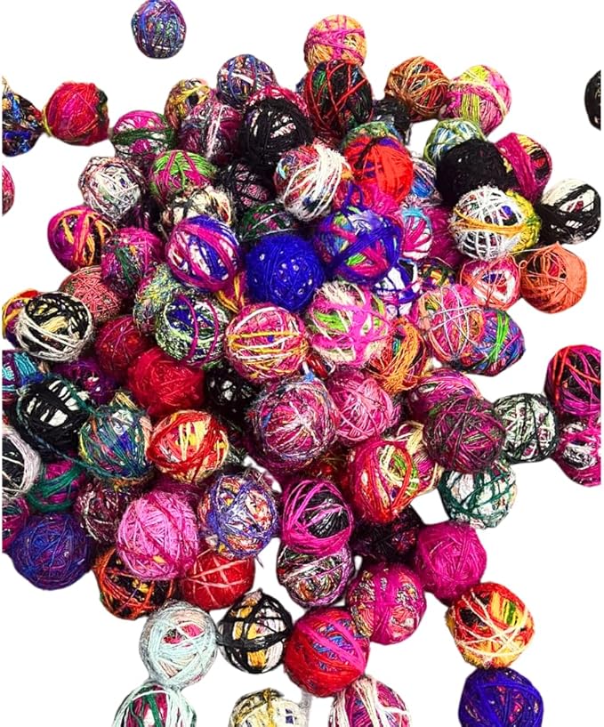 Knitsilk Recycled Sari Silk Yarn – Multicolor | 85 Yards | 100g | Eco-Friendly Handspun Fiber for Knitting, Crochet & Weaving