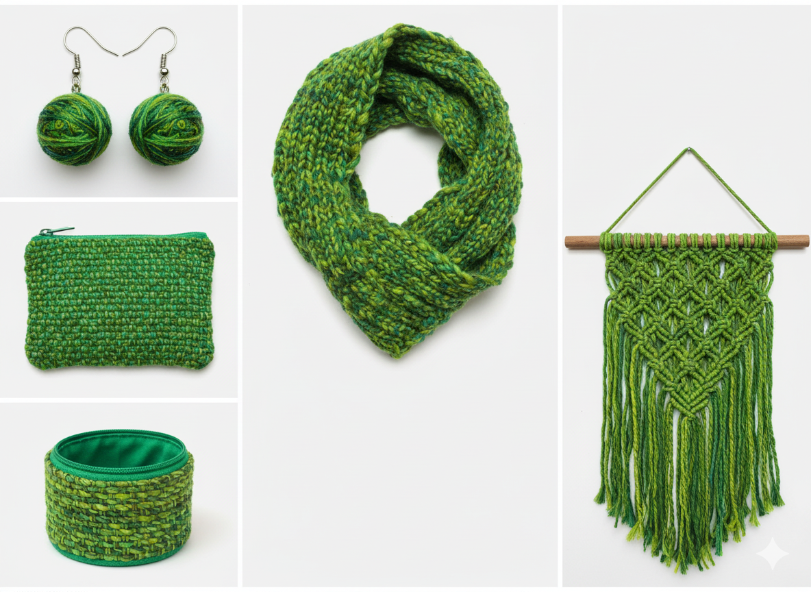 Knitsilk Regular Recycled Sari Silk Yarn - Ocean of Green, 100 Grams (50-70 Yards) | Soft, Eco-Friendly Craft Yarn