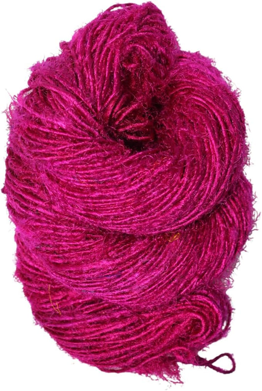 Knitsilk Regular Recycled Sari Silk Yarn - Pink, 100 Grams (50-70 Yards) | Soft, Eco-Friendly Craft Yarn