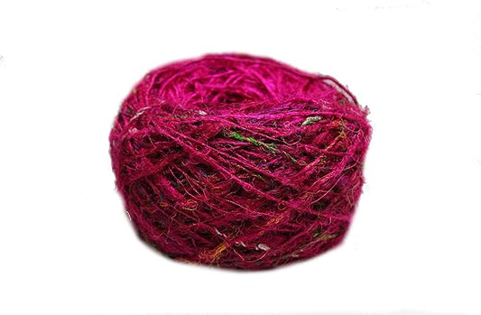 Knitsilk Premium Recycled Sari Silk Yarn – Pink Color (100 Grams)