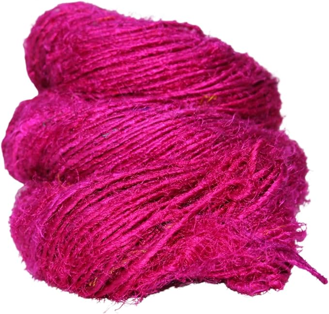 Knitsilk Regular Recycled Sari Silk Yarn - Pink, 100 Grams (50-70 Yards) | Soft, Eco-Friendly Craft Yarn