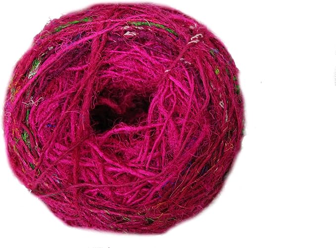Knitsilk Premium Recycled Sari Silk Yarn – Pink Color (100 Grams)