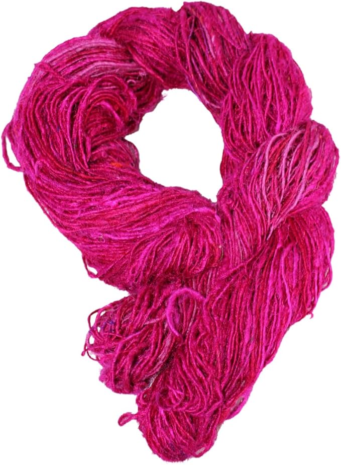 Knitsilk Regular Recycled Sari Silk Yarn - Pink, 100 Grams (50-70 Yards) | Soft, Eco-Friendly Craft Yarn