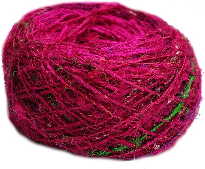 Knitsilk Premium Recycled Sari Silk Yarn – Pink Color (100 Grams)