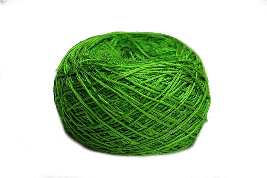 Knitsilk Premium Recycled Sari Silk Yarn –  Parrot Green Color (100 Grams)