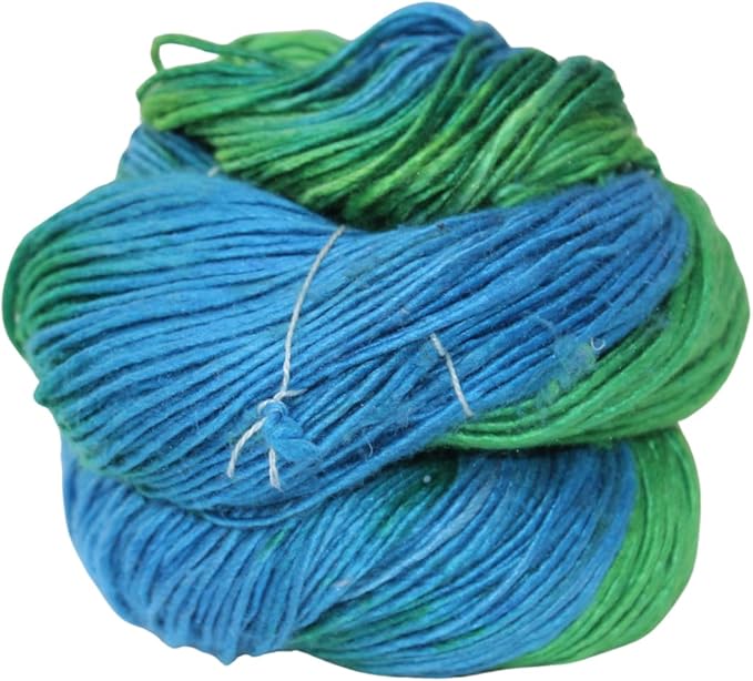 Knitsilk 100% Recycled and Hand-Dyed Silk Roving Worsted Yarn, Luxurious & Soft Silk Roving | Ideal for Knitting, Crocheting, Crafting | Smooth Texture & Fabulous Color.(100 gm-225 Yards,Reykjavik)