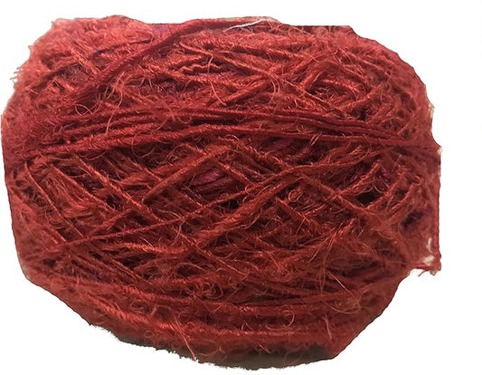 Knitsilk Premium Recycled Sari Silk Yarn – Red Color (100 Grams)