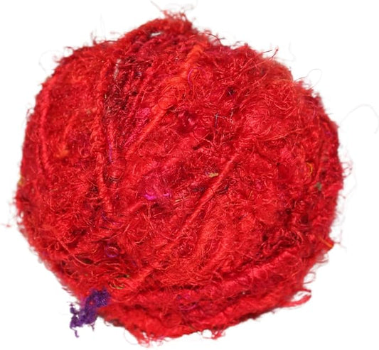 Knitsilk Recycled Sari Silk Super - Bulky Yarn - Red 85 Yards, 100 Grams, 1 Gum Ball