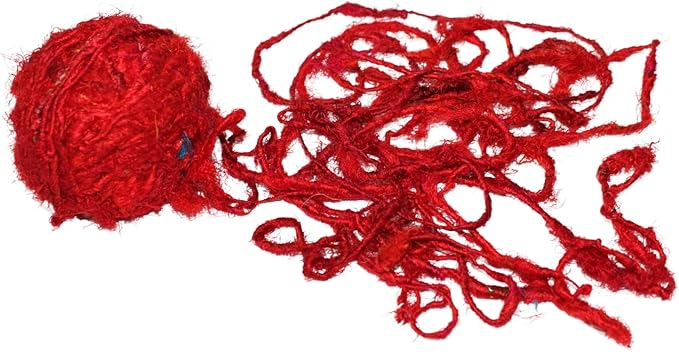 Knitsilk Recycled Sari Silk Super - Bulky Yarn - Red 85 Yards, 100 Grams, 1 Gum Ball