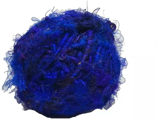 Knitsilk Regular Recycled Sari Silk Yarn - Royal Blue, 100 Grams (50-70 Yards) | Soft, Eco-Friendly Craft Yarn