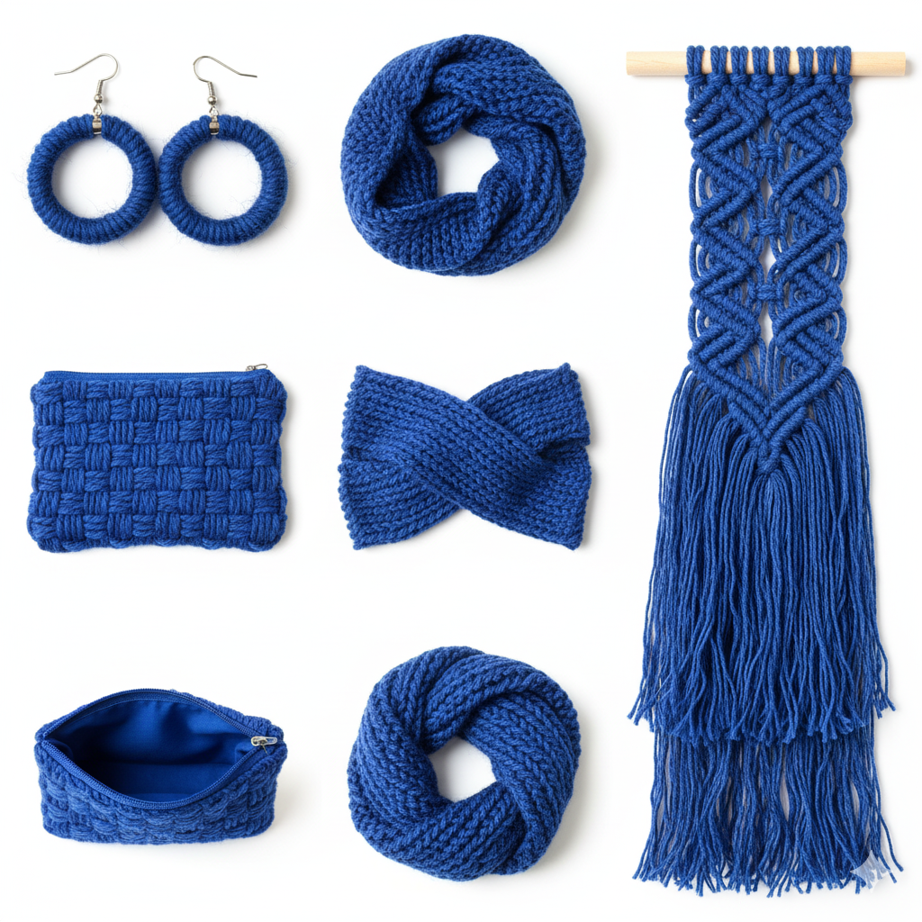 Knitsilk Regular Recycled Sari Silk Yarn - Royal Blue, 100 Grams (50-70 Yards) | Soft, Eco-Friendly Craft Yarn