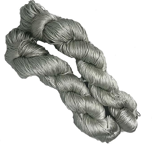 Knitsilk 3 Ply 100% Mulberry Silk Lace Weight Yarn – Silver surfer (50g / 260 Yards)