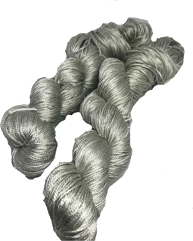 Knitsilk 3 Ply 100% Mulberry Silk Lace Weight Yarn – Silver surfer (50g / 260 Yards)