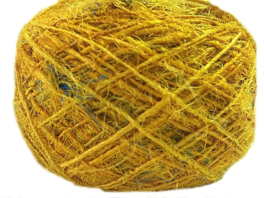 Knitsilk Premium Recycled Sari Silk Yarn – Yellow Color (100 Grams)