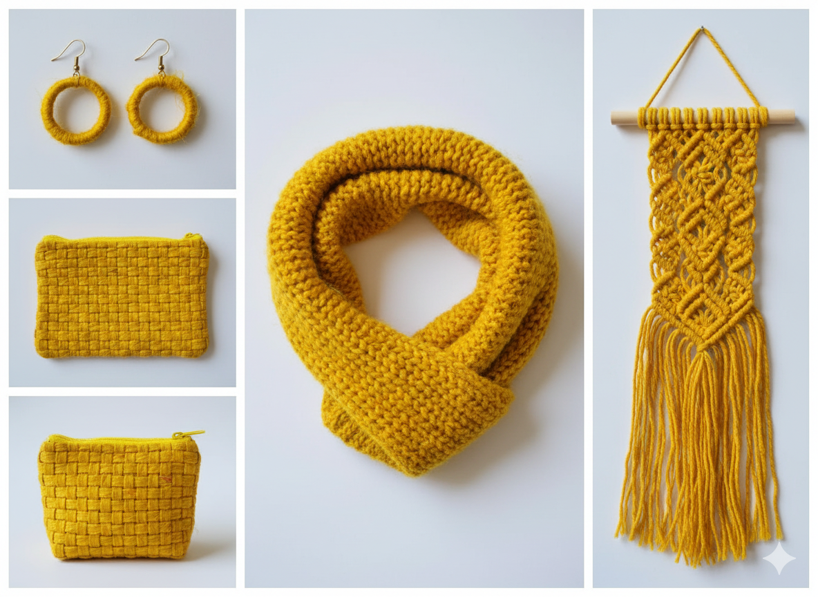 Knitsilk Regular Recycled Sari Silk Yarn - Yellow, 100 Grams (50-70 Yards) | Soft, Eco-Friendly Craft Yarn