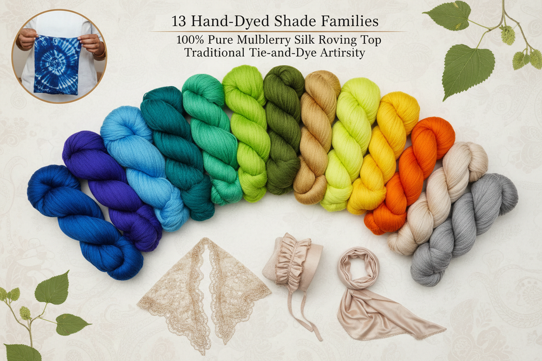 Pure Luxury in Every Shade: Hand-Dyed Mulberry Silk Roving Top Yarn Collection
