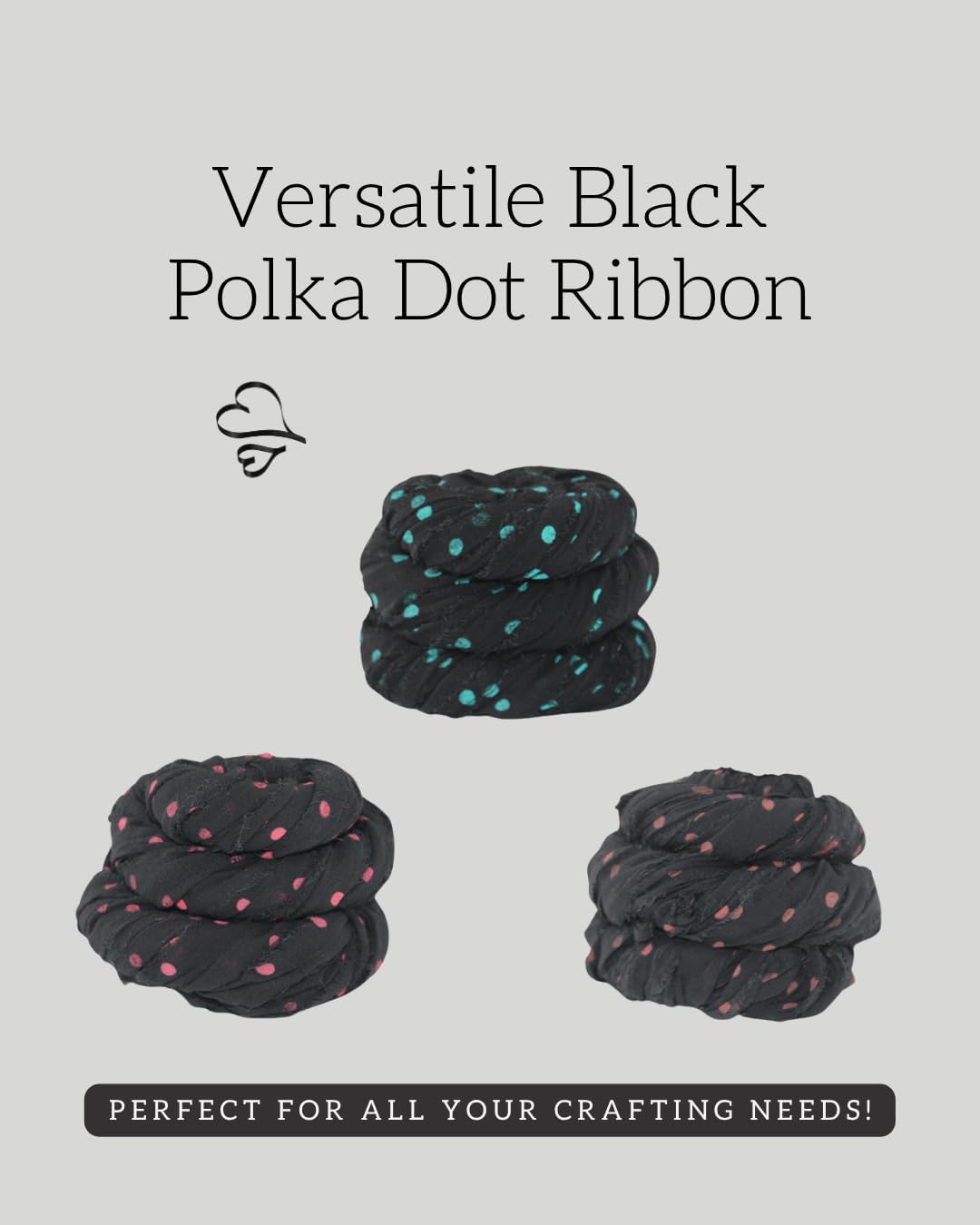 Playful Elegance: Transform Your Crafts with Black Polka Dot Silk Chiffon Ribbons