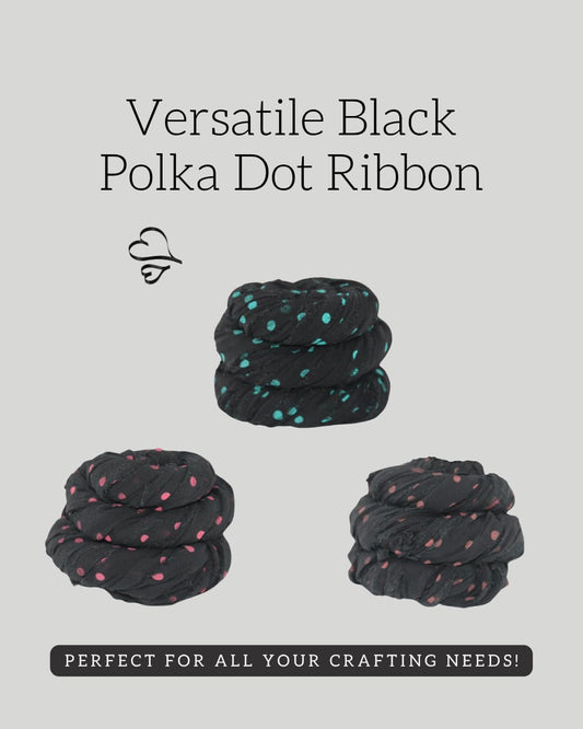 Playful Elegance: Transform Your Crafts with Black Polka Dot Silk Chiffon Ribbons