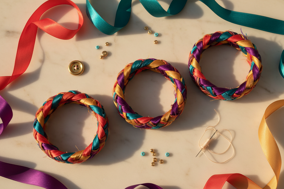 Free DIY Braided Multicolor Silk Ribbon Bracelet | KnitSilk