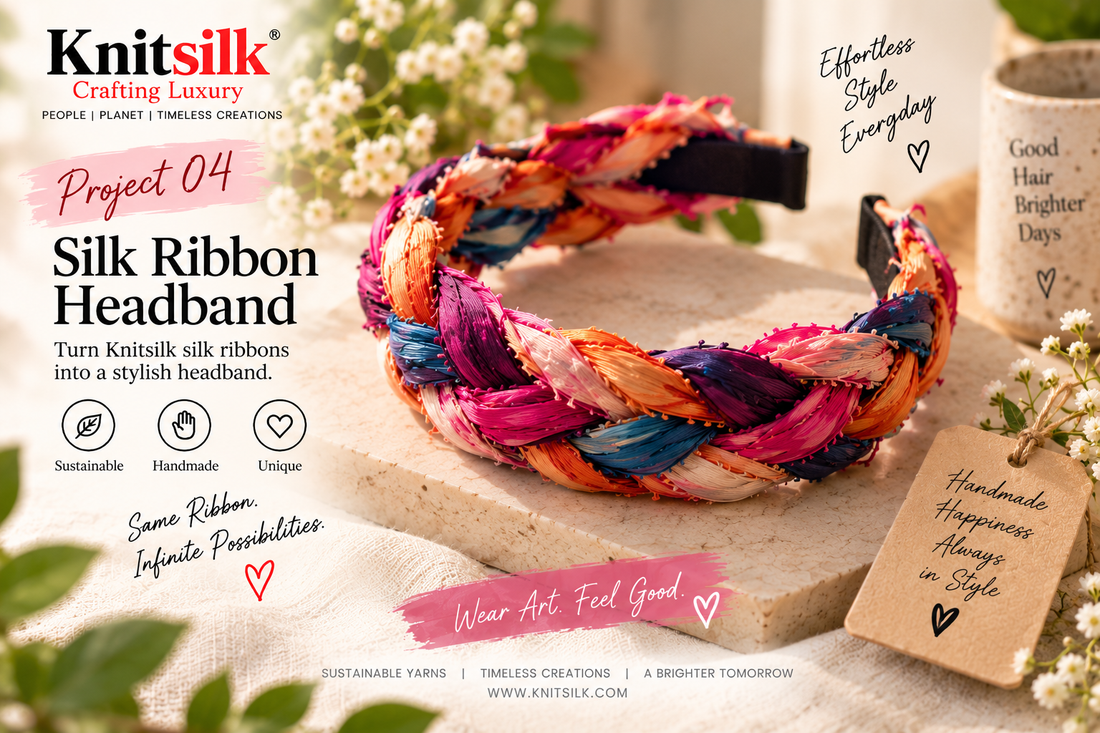 Free Tutorials: DIY Multicolor Silk Ribbon Headband | KnitSilk