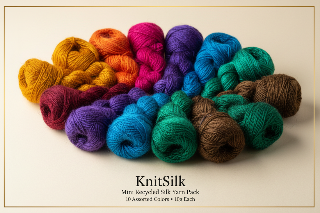 KnitSilk Mini Recycled Silk Yarn Pack: 10 Colors, Infinite Possibilities
