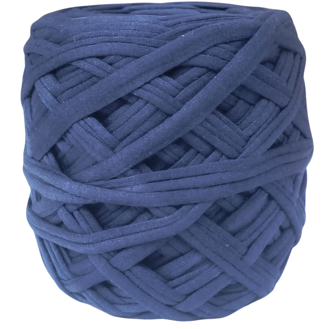 Knitsilk Flexi T-Shirt Yarn – 450g Super Chunky Recycled Cotton Blend – Vibrant Colors – Soft, Durable, Eco-Friendly Bulky Yarn for Knitting, Crochet, Macramé & DIY Crafts, Navy blue