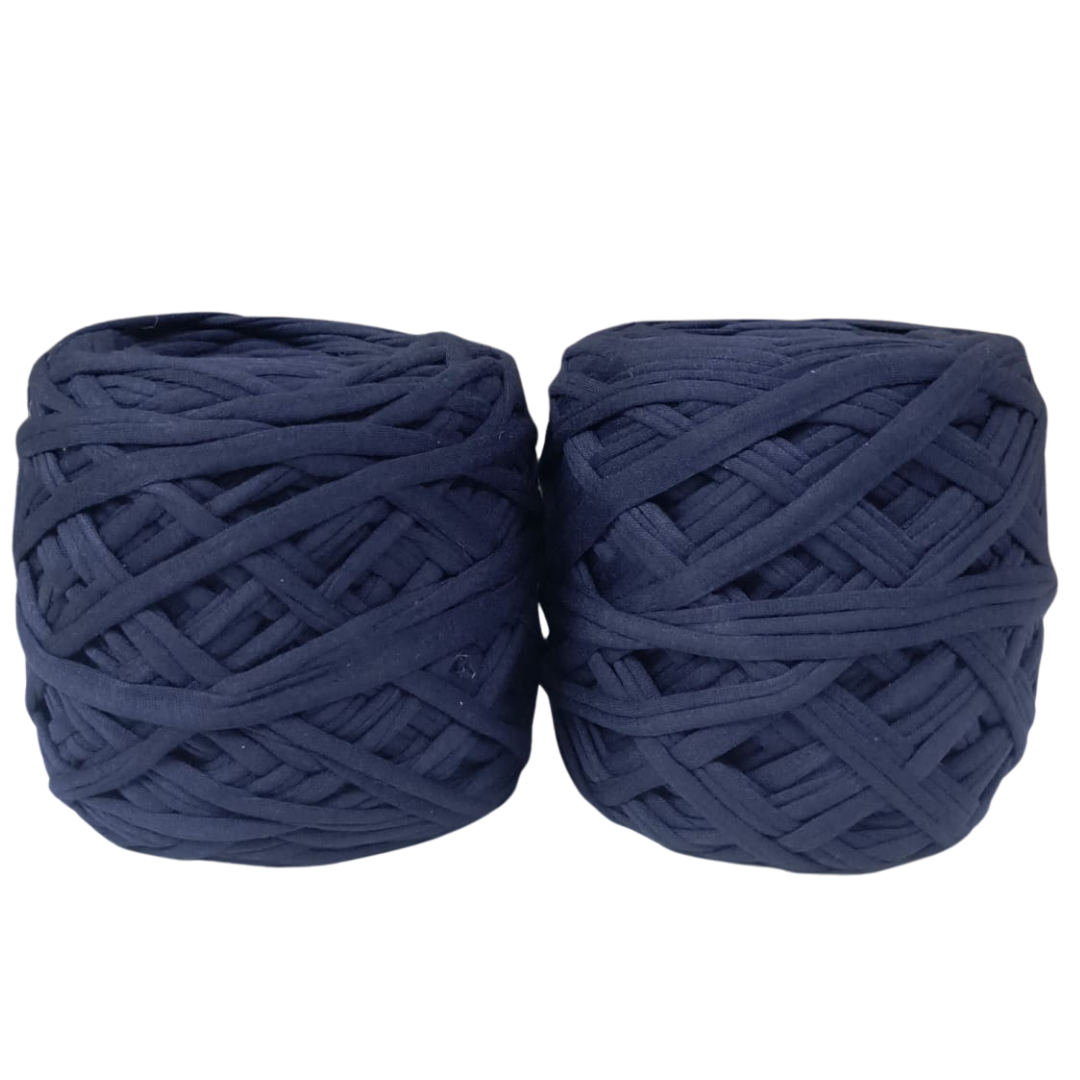 Knitsilk Flexi T-Shirt Yarn – 450g Super Chunky Recycled Cotton Blend – Vibrant Colors – Soft, Durable, Eco-Friendly Bulky Yarn for Knitting, Crochet, Macramé & DIY Crafts, Navy blue
