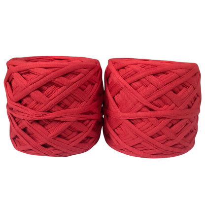 Knitsilk Flexi T-Shirt Yarn – 450g Super Chunky Recycled Cotton Blend – Vibrant Colors – Soft, Durable, Eco-Friendly Bulky Yarn for Knitting, Crochet, Macramé & DIY Crafts, Red