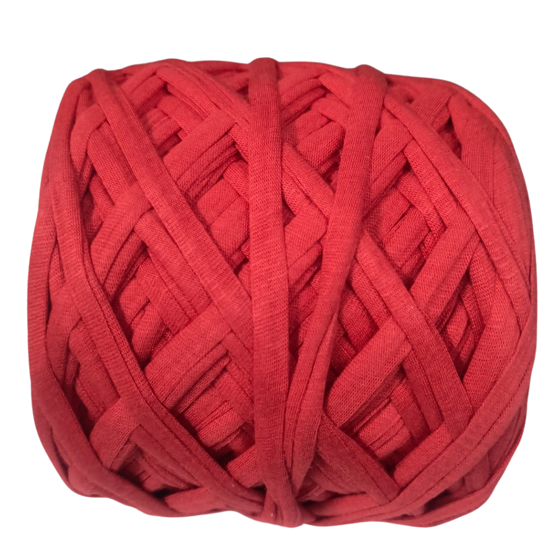 Knitsilk Flexi T-Shirt Yarn – 450g Super Chunky Recycled Cotton Blend – Vibrant Colors – Soft, Durable, Eco-Friendly Bulky Yarn for Knitting, Crochet, Macramé & DIY Crafts, Red