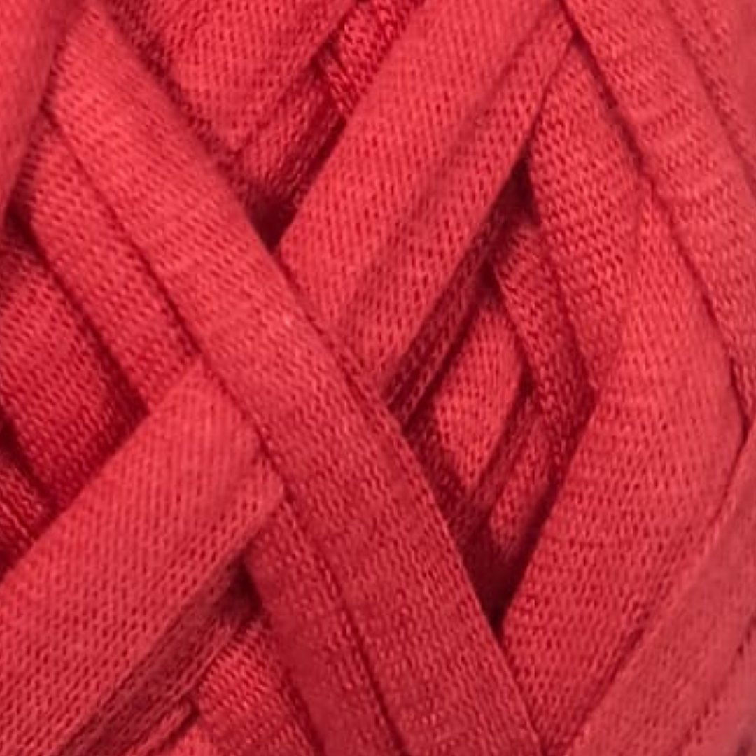 Knitsilk Flexi T-Shirt Yarn – 450g Super Chunky Recycled Cotton Blend – Vibrant Colors – Soft, Durable, Eco-Friendly Bulky Yarn for Knitting, Crochet, Macramé & DIY Crafts, Red
